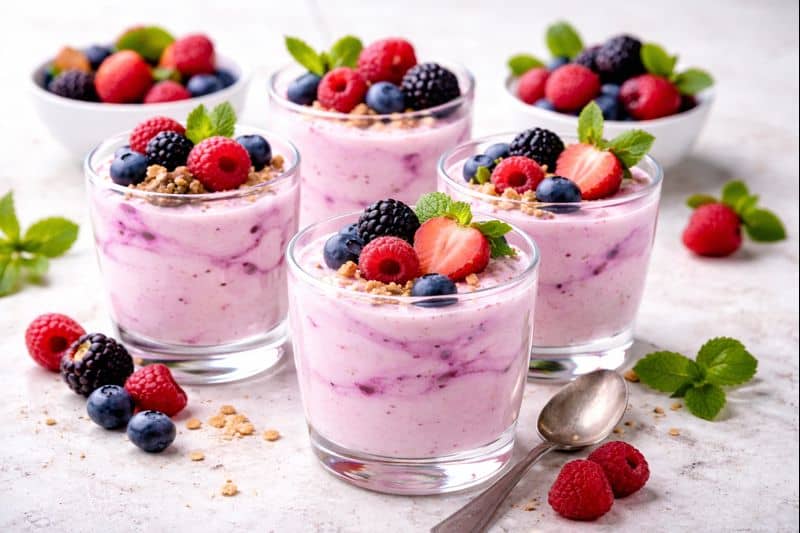 Μους γιαουρτιού με φρούτα του δάσους