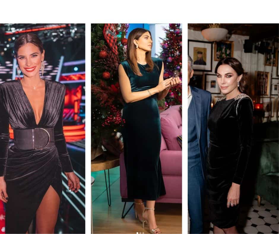 5 διάσημες Ελληνίδες κάνουν το βελούδινο φόρεμα το απόλυτο trend των γιορτών