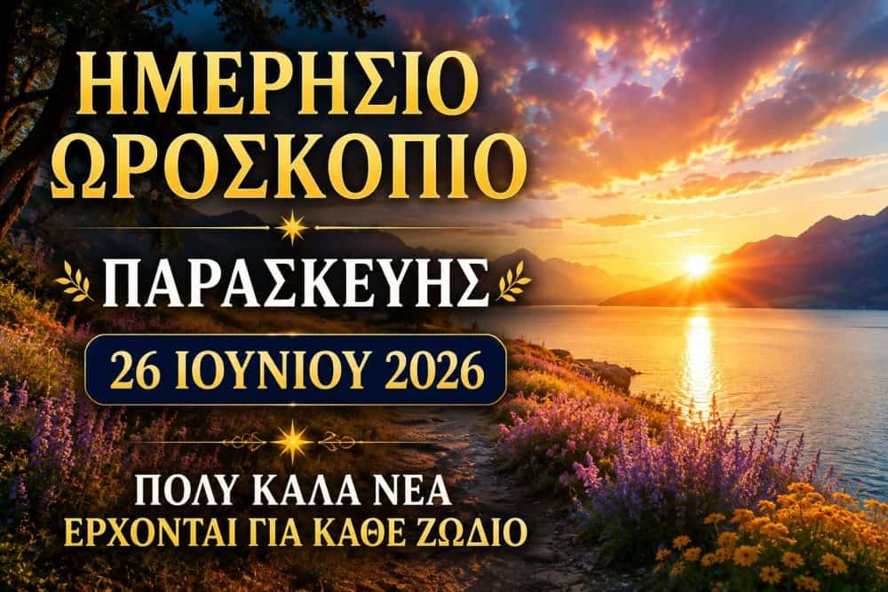 Ημερήσιο ωροσκόπιο Παρασκευής 26 Ιουνίου 2026: Πολύ καλά νέα έρχονται για κάθε ζώδιο