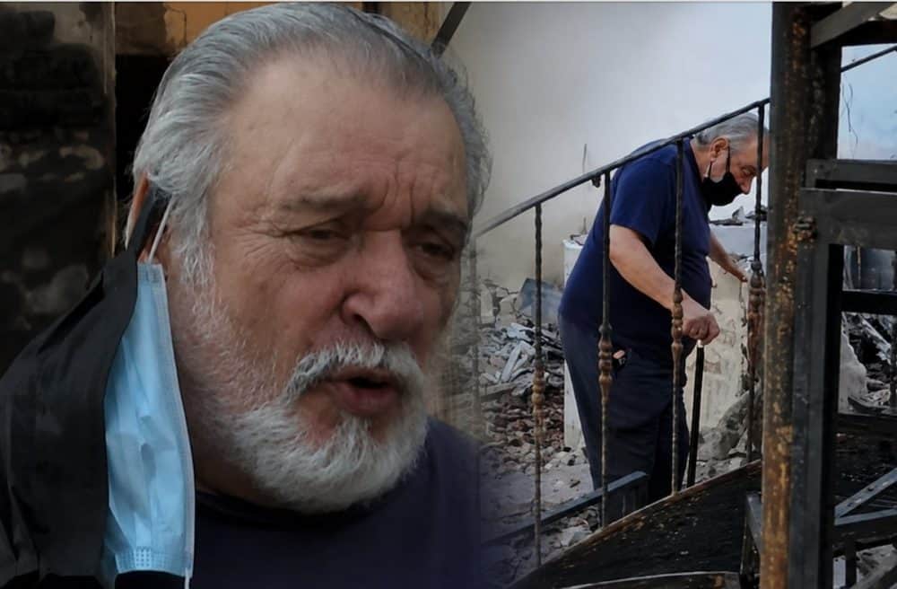 Σκιά του εαυτού του ο Χαλκιάς: Συγκλονίζει στα αποκαΐδια του σπιτιού του στο Πόρτο Γερμενό (Video)