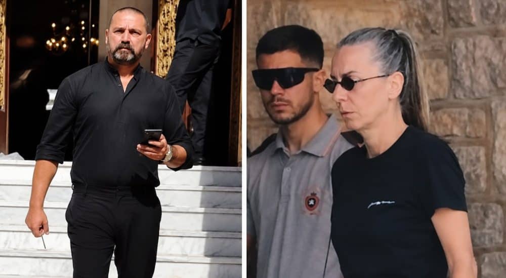 Κηδεία Μαζωνάκη: Βράχος στο πλευρό της συντρόφου του Βάσως, ο Μακρυνιώτης-Λύγισε στην αγκαλιά του (Φωτογραφίες)