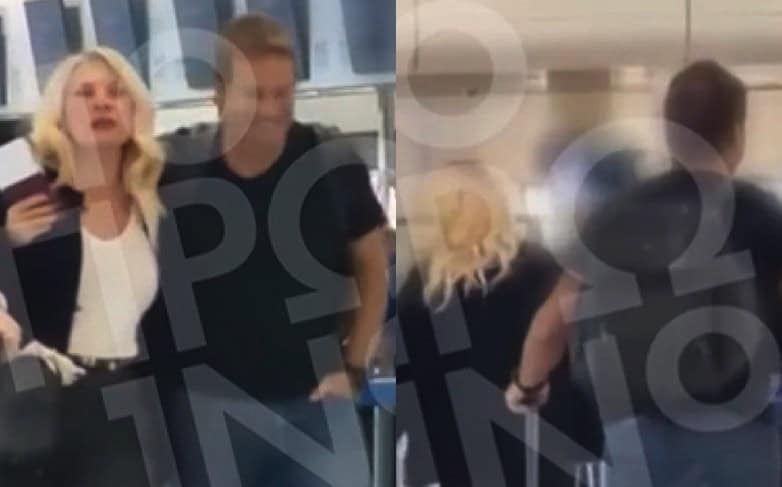 Μέσα στα μέλια! Αγκαλιά με τον Παντζόπουλο στο αεροδρόμιο η Μενεγάκη! Η αντίδρασή τους όταν τους “τσάκωσε” η κάμερα (Video)